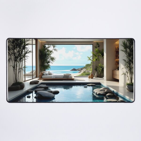 Item preview, Luxury Ocean View Bedroom with Indoor Pool Aesthetic designed and sold by DreamyWallVibes.