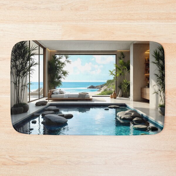 Item preview, Luxury Ocean View Bedroom with Indoor Pool Aesthetic designed and sold by DreamyWallVibes.