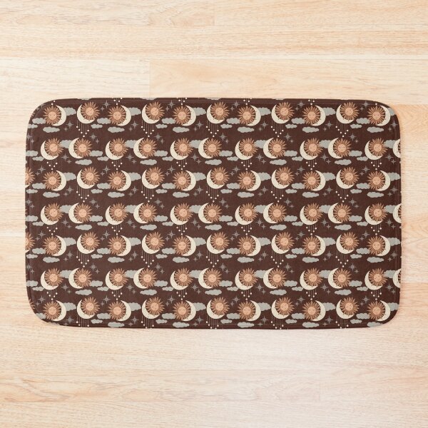 Item preview, Small scale of Chocolate Brown Celestial Sun Moon Boho Earthy Pattern designed and sold by DColourMuse.
