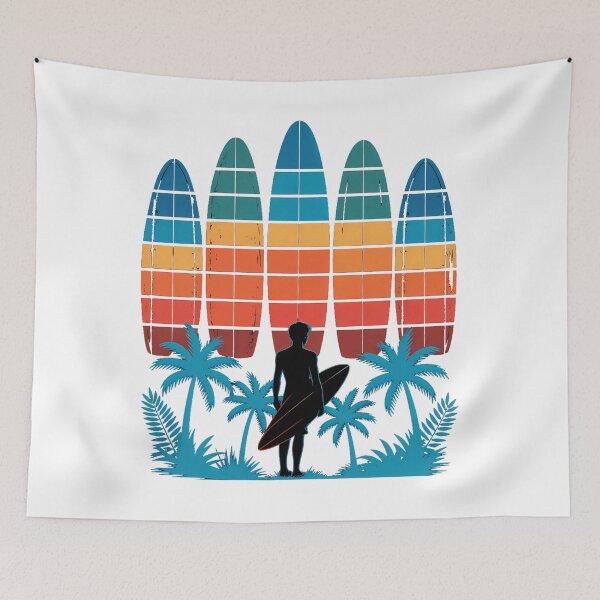 Item preview, Surfboard Sunset Surfboarder Surfer Palm Tree designed and sold by PunkNation-Arts.