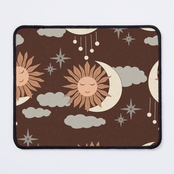 Item preview, Large scale of Chocolate Brown Celestial Sun Moon Boho Earthy Pattern designed and sold by DColourMuse.