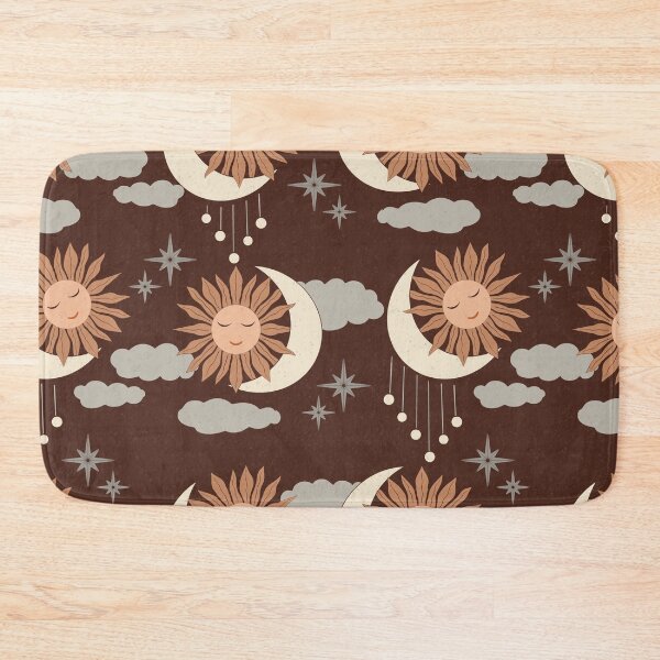 Item preview, Large scale of Chocolate Brown Celestial Sun Moon Boho Earthy Pattern designed and sold by DColourMuse.