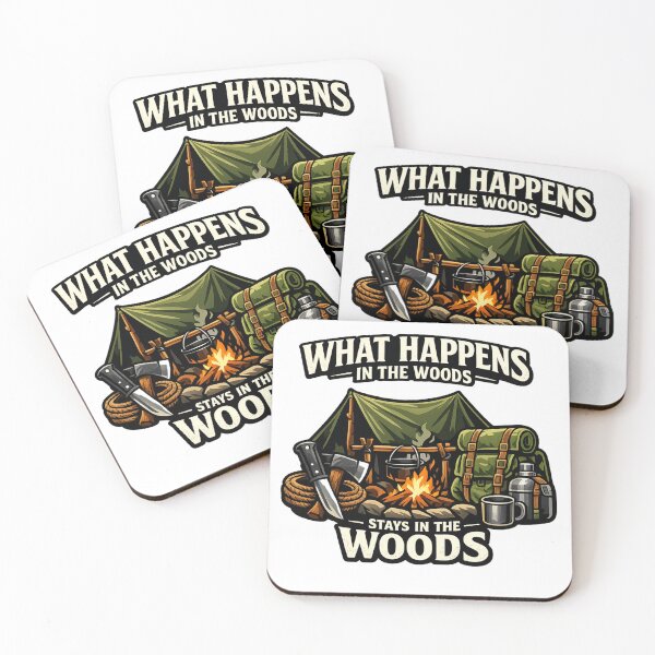Item preview, What Happens in the Woods Stays in the Woods – Funny Camping Bushcraft designed and sold by KRBN-Studio.