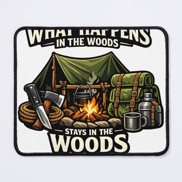 Item preview, What Happens in the Woods Stays in the Woods – Funny Camping Bushcraft designed and sold by KRBN-Studio.