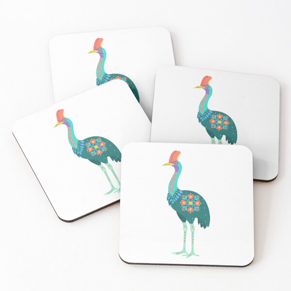 Item preview, Floral Folk Art Cassowary – Scandinavian Folk Art by heidiannemorris © designed and sold by FOLK ART FUSION by heidiannemorris.