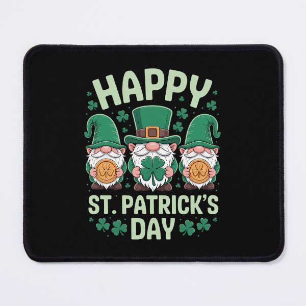 Item preview, Three Gnomes Holding Shamrock Leopard Plaid St Patrick's Day designed and sold by PunkNation-Arts.