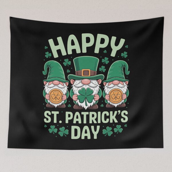Item preview, Three Gnomes Holding Shamrock Leopard Plaid St Patrick's Day designed and sold by PunkNation-Arts.