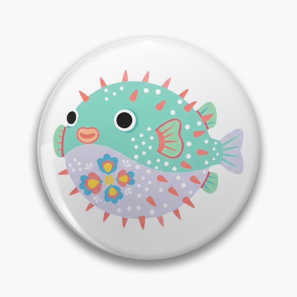 Item preview, Floral Folk Art Pufferfish – Scandinavian Folk Art by heidiannemorris © designed and sold by FOLK ART FUSION by heidiannemorris.