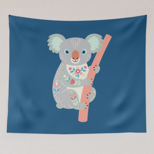 Item preview, Floral Folk Art Koala – Scandinavian Folk Art by heidiannemorris © designed and sold by FOLK ART FUSION by heidiannemorris.