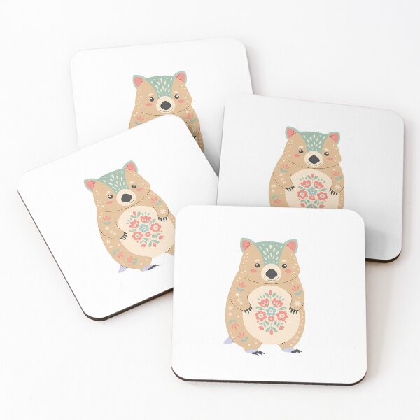 Item preview, Cute Floral Folk Art Wombat – Scandinavian Folk Art by heidiannemorris © designed and sold by FOLK ART FUSION by heidiannemorris.