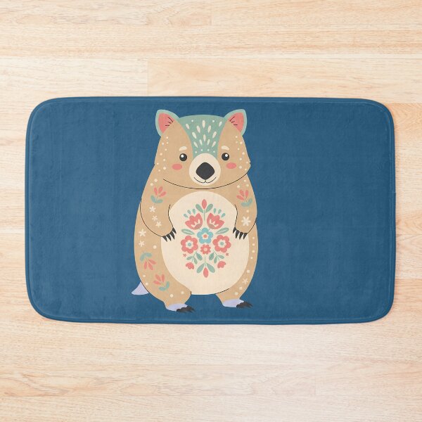 Item preview, Cute Floral Folk Art Wombat – Scandinavian Folk Art by heidiannemorris © designed and sold by FOLK ART FUSION by heidiannemorris.