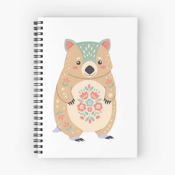 Item preview, Cute Floral Folk Art Wombat – Scandinavian Folk Art by heidiannemorris © designed and sold by FOLK ART FUSION.