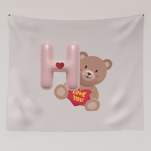 Item preview, Cute Teddy Bear with Letter H – Love You Valentine Gift Design designed and sold by AbeiiStore.