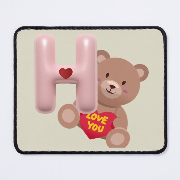 Item preview, Cute Teddy Bear with Letter H – Love You Valentine Gift Design designed and sold by AbeiiStore.