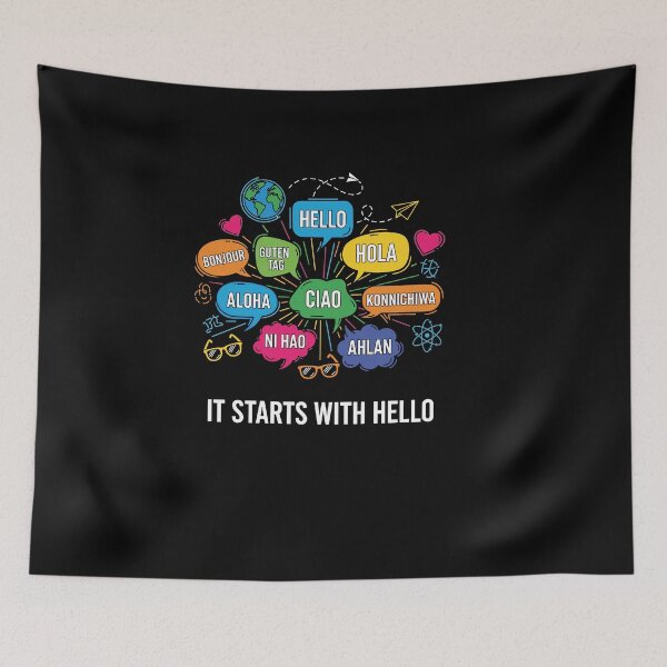 Item preview, It Starts With Hello Friendship Inclusion Language Teacher designed and sold by Dressed For  Duty.