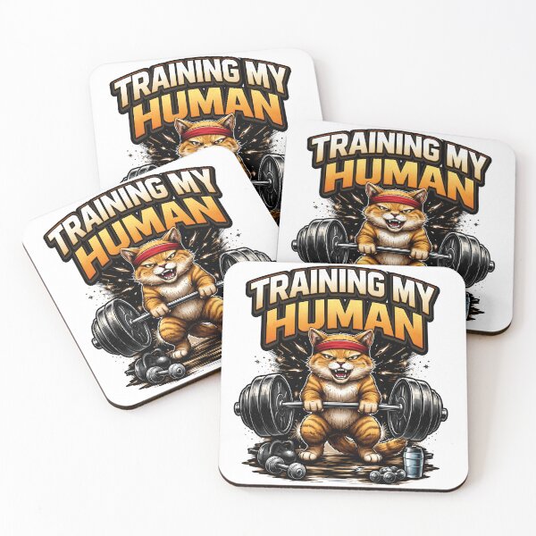 Item preview, Training My Human Funny Cat Gym Workout Fitness Lover Cute Cat Lifting Design designed and sold by Nixora.