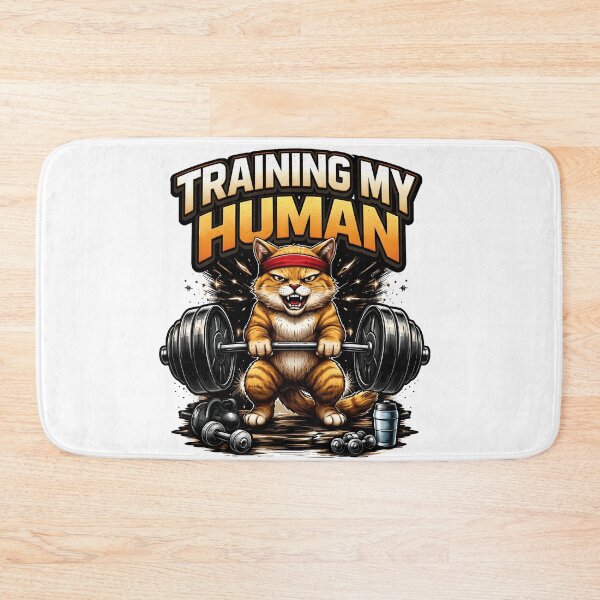 Item preview, Training My Human Funny Cat Gym Workout Fitness Lover Cute Cat Lifting Design designed and sold by Nixora.