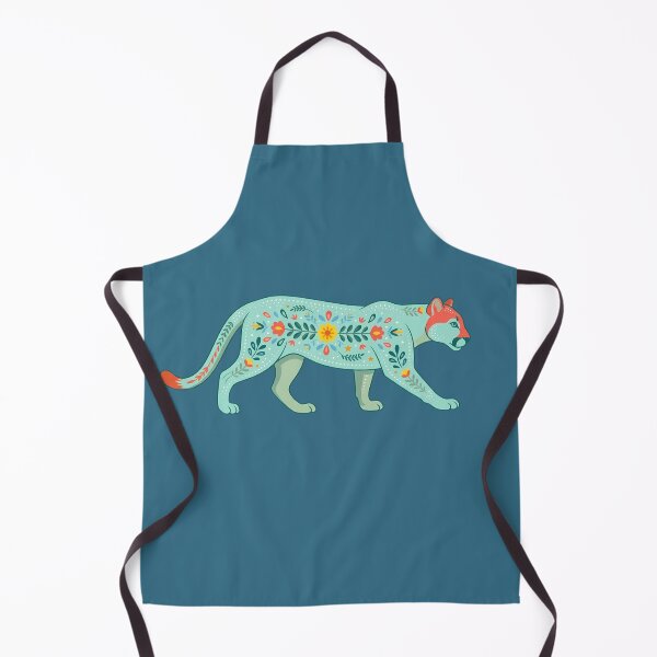 Item preview, Prowling Floral Folk Art Mountain Lion – Scandinavian Folk Art by heidiannemorris © designed and sold by FOLK ART FUSION by heidiannemorris.