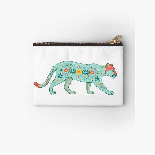 Item preview, Prowling Floral Folk Art Mountain Lion – Scandinavian Folk Art by heidiannemorris © designed and sold by FOLK ART FUSION.