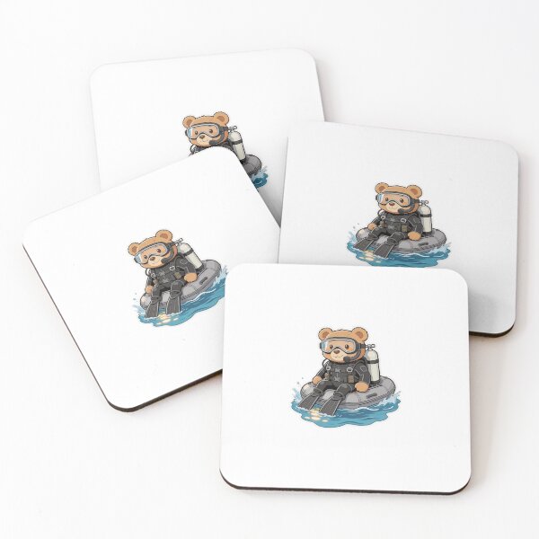 Item preview, Cute Scuba Diver Bear Riding Inflatable Boat-Adventure Ocean Animal Cartoon designed and sold by carestazafeli.