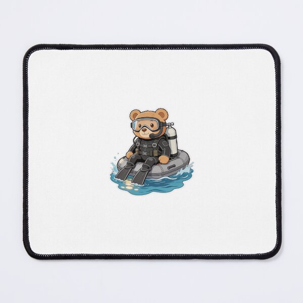 Item preview, Cute Scuba Diver Bear Riding Inflatable Boat-Adventure Ocean Animal Cartoon designed and sold by carestazafeli.