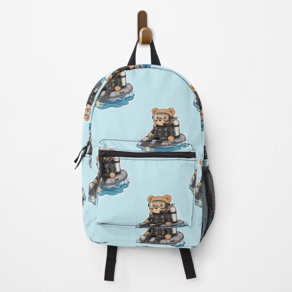 Item preview, Cute Scuba Diver Bear Riding Inflatable Boat-Adventure Ocean Animal Cartoon designed and sold by carestazafeli.