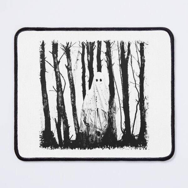 Item preview, Ghost in the Forest Black and White Spooky Halloween Art designed and sold by inkoutninja.
