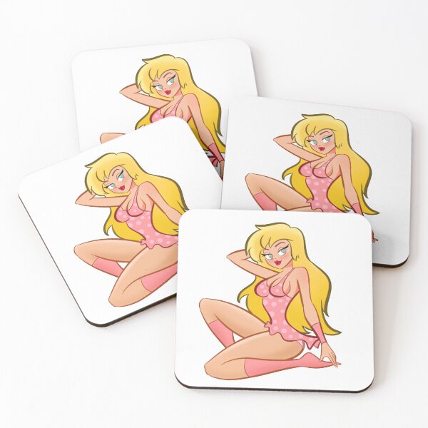 Item preview, Retro Blonde Pin-Up Girl in Pink Polka Dot Swimsuit designed and sold by heeydraws.