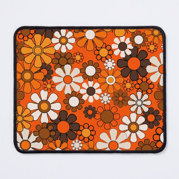 Item preview, Retro 70s Floral Pattern Groovy Garden Flowers in Orange and Brown designed and sold by kierkegaard.