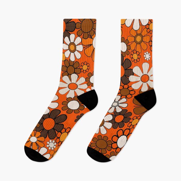 Item preview, Retro 70s Floral Pattern Groovy Garden Flowers in Orange and Brown designed and sold by kierkegaard.