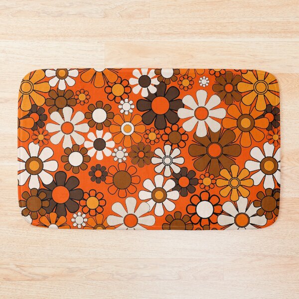 Item preview, Retro 70s Floral Pattern Groovy Garden Flowers in Orange and Brown designed and sold by kierkegaard.