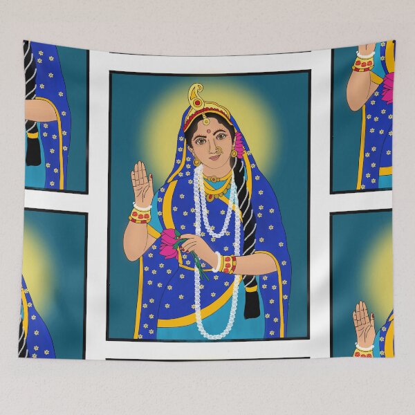 Item preview, Goddess Radha Drawing – Divine Hindu Devotional Art Illustration designed and sold by Harshit_Digital_Arts.