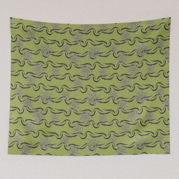 Item preview, Honey Locust Horizontal Stripes with First Spring Flower Radials on Green designed and sold by Digitalmyth's Designs.