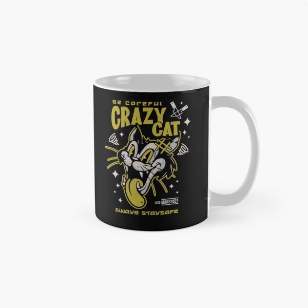 Item preview, Be Careful Crazy Cat - Retro Vintage Mascot designed and sold by GenZFashion000.