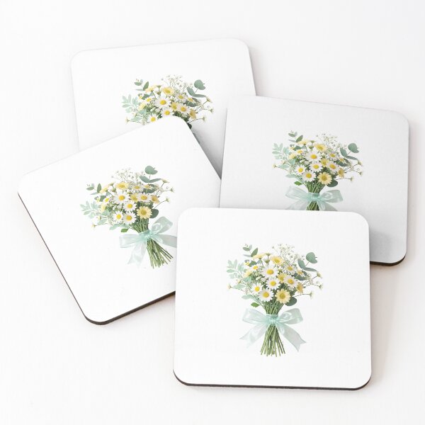 Item preview, Elegant Spring Daisy Bouquet With Mint Ribbon designed and sold by TheStickerGuide.