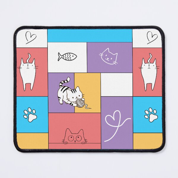 Item preview, Cat motifs, paw print, heart, fish in colorful paint boxes designed and sold by angel-cat-22.