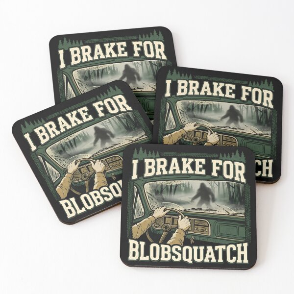 Item preview, I Brake For Blobsquatch - Vintage Cryptozoology Bigfoot Sighting Print designed and sold by anthropoidea.