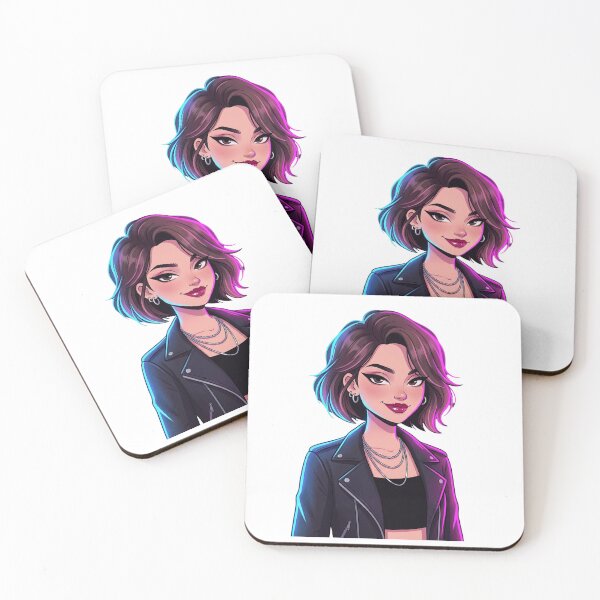 Item preview, dgy Cyberpunk Girl in Neon Leather Jacket designed and sold by TheStickerGuide.