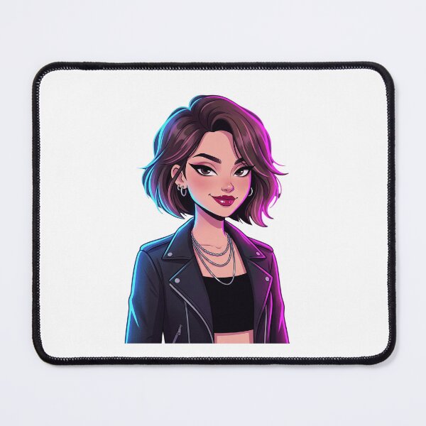 Item preview, dgy Cyberpunk Girl in Neon Leather Jacket designed and sold by TheStickerGuide.