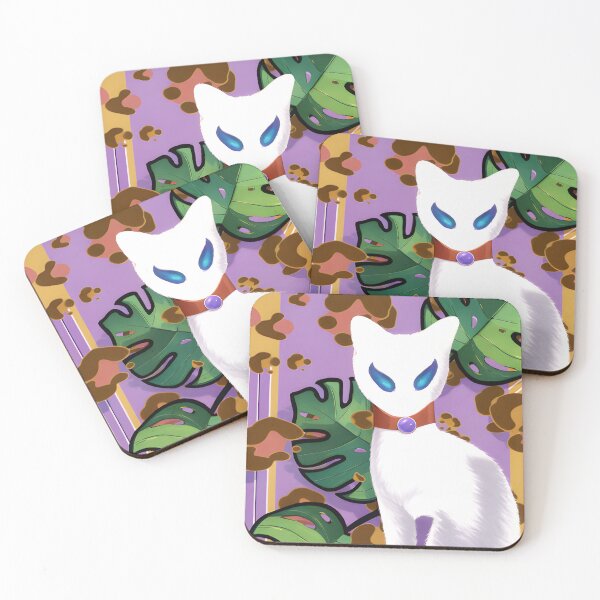 Item preview, Mystic White Cat with Monstera Leaves designed and sold by Artondra Hall.