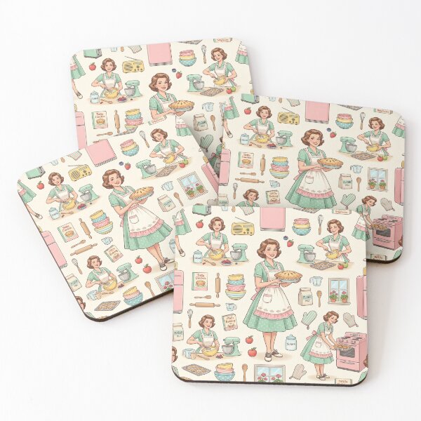 Item preview, Vintage Mid-Century Homemaker Pastel Aesthetic Tile designed and sold by OpenDreamArts.