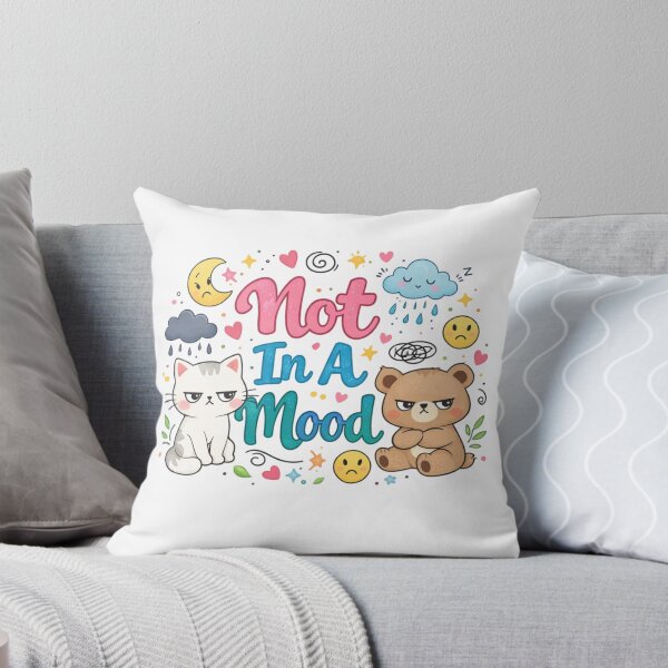 Item preview, Not In A Mood Cute Cat & Bear Funny Moody Quote Kawaii Aesthetic Design designed and sold by Sanika arts .