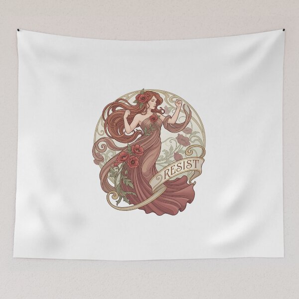 Item preview, Art Nouveau Resist Woman with Elegant Poppies designed and sold by chattsuede.