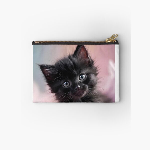Item preview, Curious Black Kitten Portrait - Hyper-Realistic Macro designed and sold by Art-Inspir-AI.