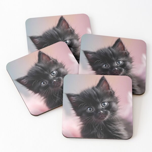 Item preview, Curious Black Kitten Portrait - Hyper-Realistic Macro designed and sold by Art-Inspir-AI.