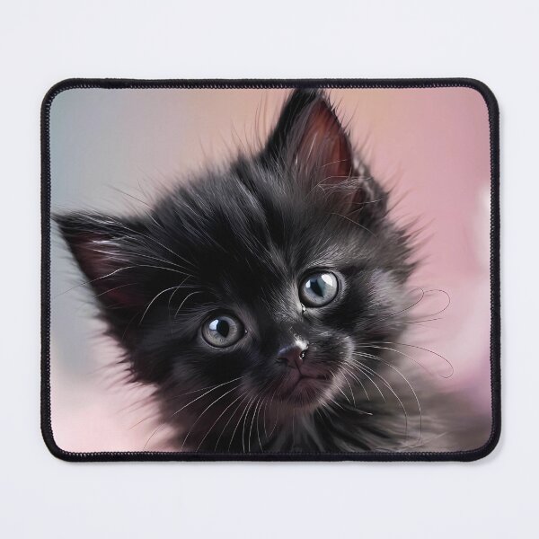 Item preview, Curious Black Kitten Portrait - Hyper-Realistic Macro designed and sold by Art-Inspir-AI.