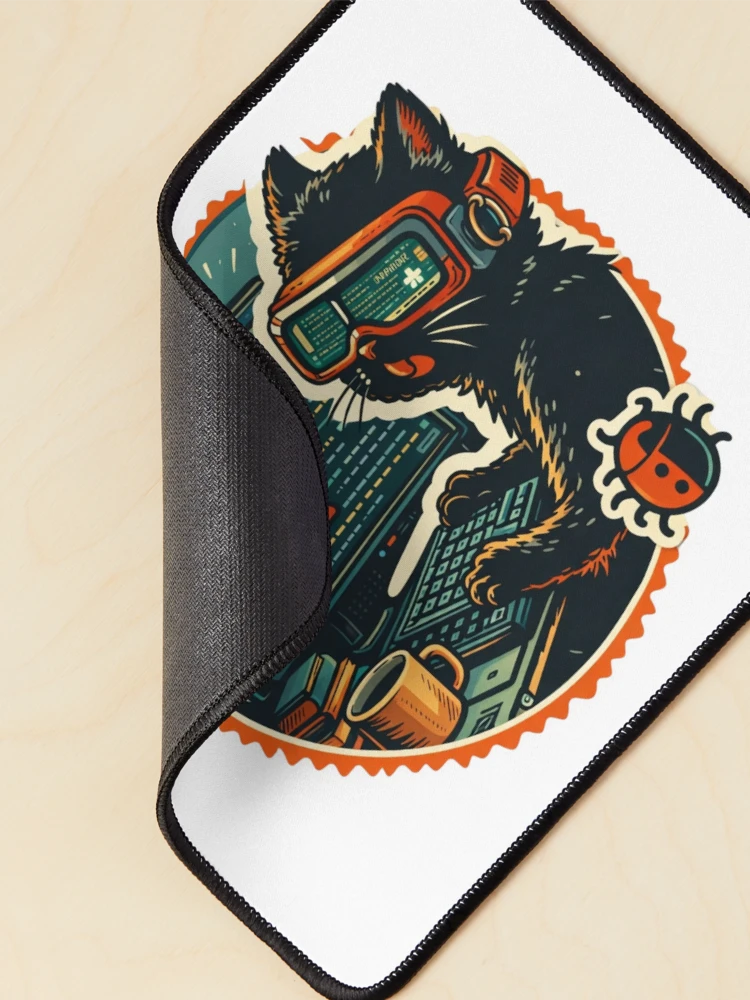 Thumbnail 2 of 5, Mouse Pad, Debugging Cat Programmer Error Code Design designed and sold by ZenvyraLab.