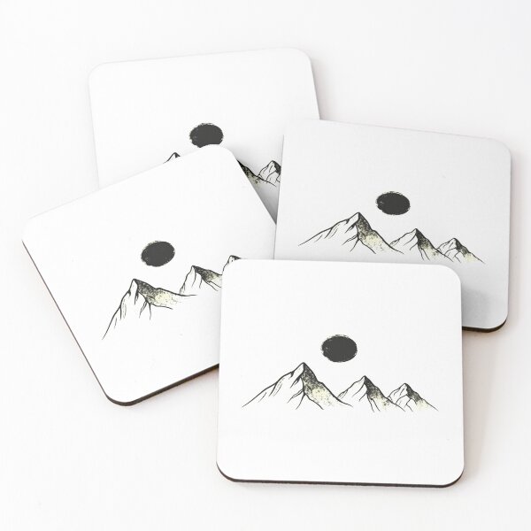 Item preview, Minimalist Mountain Line Art – Modern Nature Illustration with Sun/Moon Symbol designed and sold by Bright Nest Studio.