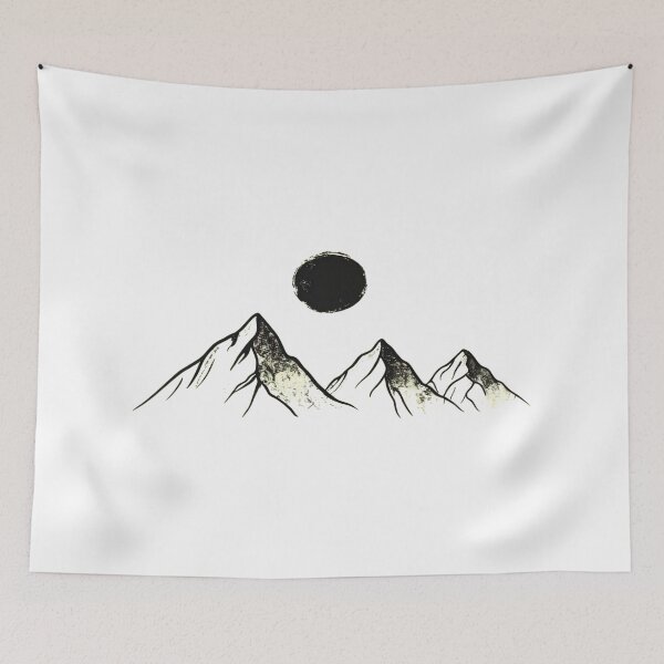 Item preview, Minimalist Mountain Line Art – Modern Nature Illustration with Sun/Moon Symbol designed and sold by Bright Nest Studio.