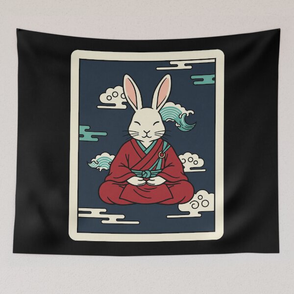 Item preview, Meditating Rabbit Zen Cartoon Calm Japanese Style  designed and sold by JordynLadukeg65.
